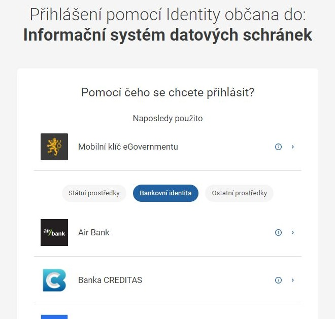Možnosti přihlášení