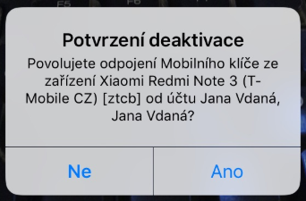 Potvrzení deaktivace
