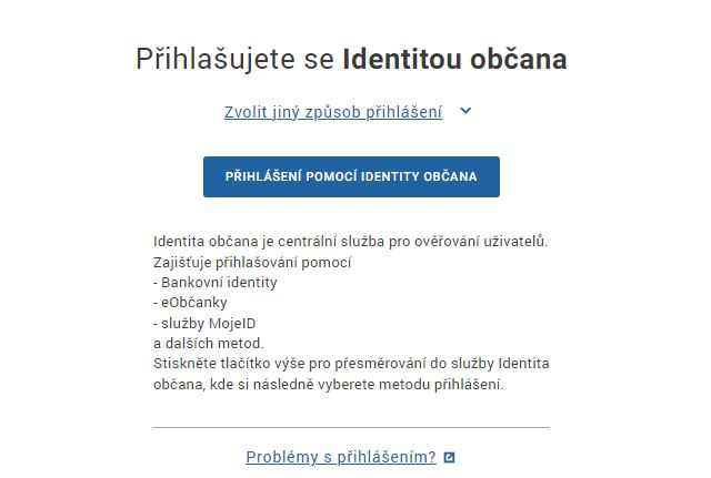 Přesměrování na službu Identita občana