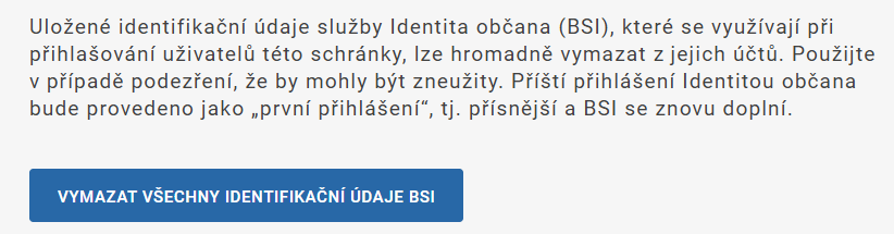 Smazání nastavení