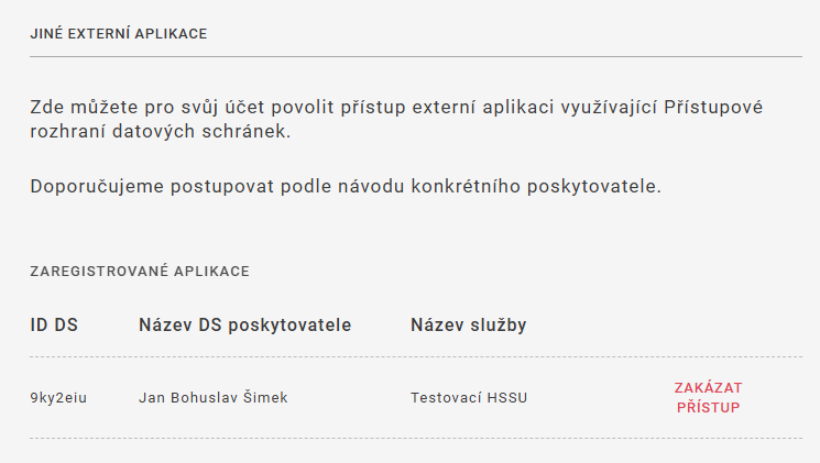 Jiné externí aplikace - aktivní