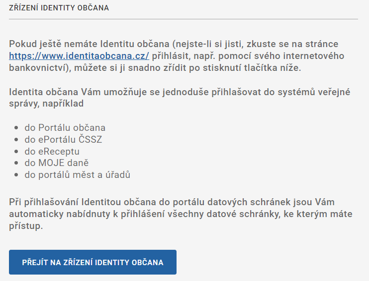 Zřízení identity v národním bodu