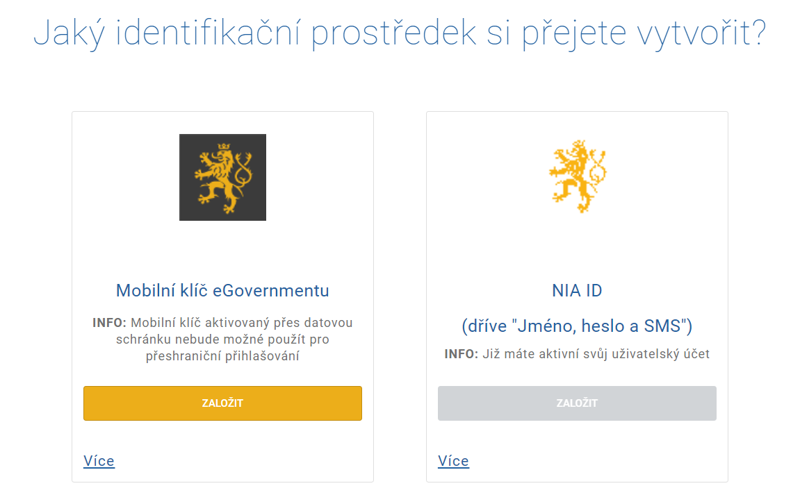 Výběr Identifikačního prostředku